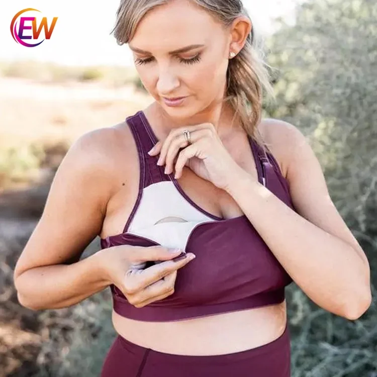 EW Maternity Clothing Gym Fitness Pregnancy Mesh Back Nursing Sports Bra With Remove Bra Pads