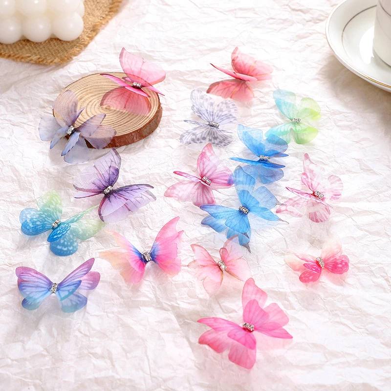 4CM Width Colorful Rhinestones Printed Tulle Butterfly DIY Garment Wedding Dress Hair Accessories Sewing Material Lace Trim