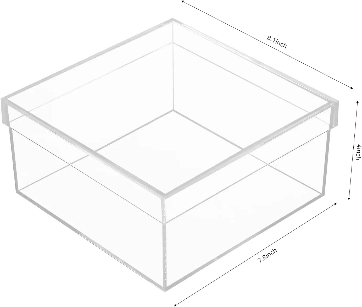 Thick clear acrylic box with  lid acrylic square box for displaying