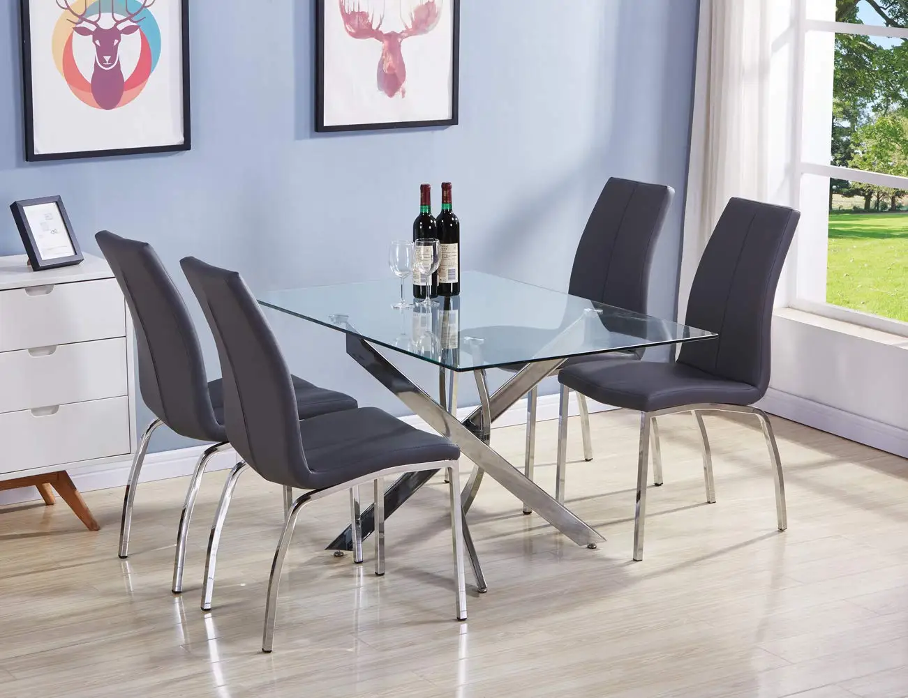 Hot selling concise style small low clear crystal  glass dining table made in China