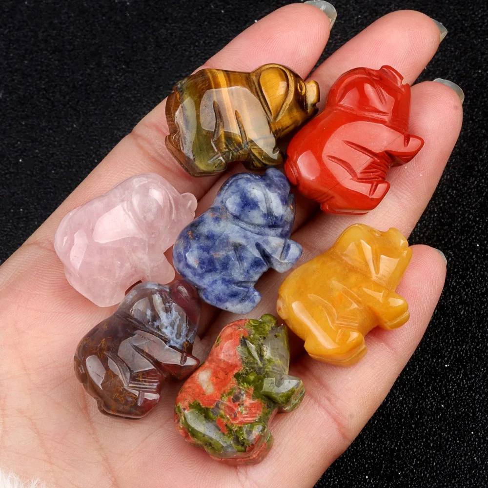 Wholesale Carving Polished 1 Inch Natural Reiki Healing Carved Gemstone Stone Crystal Pig for Home Decoration