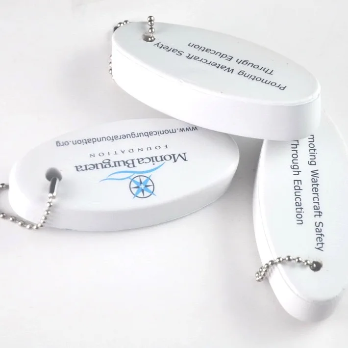 Hot sale white pu float keyring , boat float key chain printed logo , float key tag
