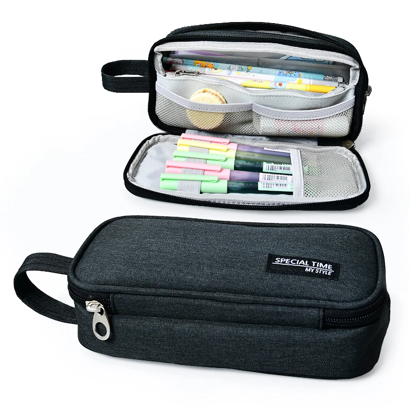 Пенал большой емкости с ручкой из парусины