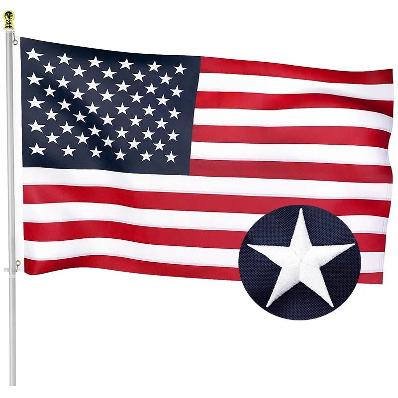 American embroidered flag 3x5ft Oxford embroidery waterproof flag with pure copper buckle tail four lines