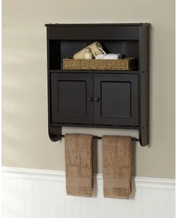 
2021 classic small dark brown wall mounting bathroom cabinets with Towel Bar 