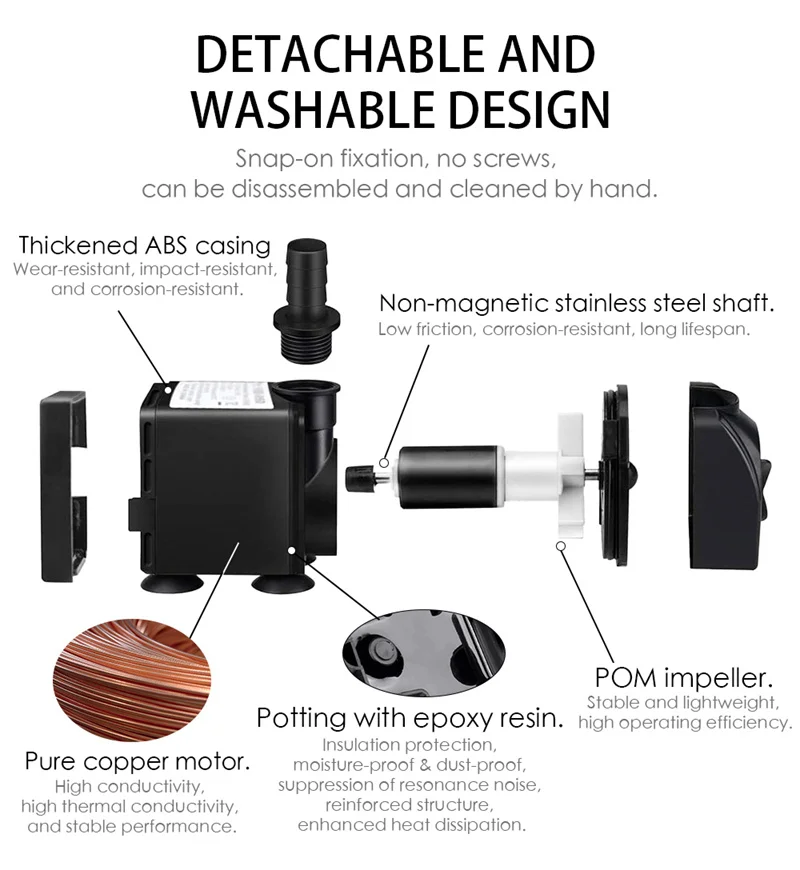 Various Flow Aquarium Submersible Fountain Water Pump Super Quiet Fish Tank Pump Aquarium Koi Pond Pump