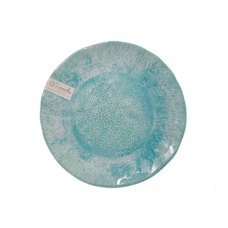 Rustic Collocation Wholesale  Blue White Orange Light Green Ink Painting Salad Bowl Melamine Tableware