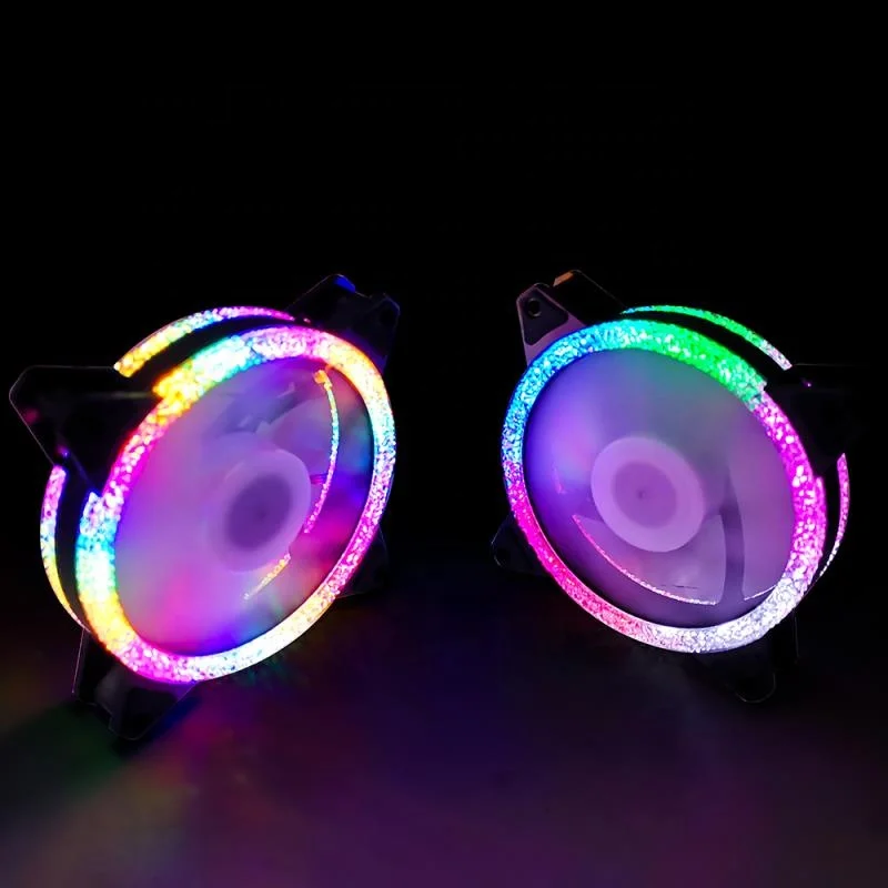 Gorgeous Rainbow Double Aperture RGB LED Fan & Diamond  ARGB Cooling Fan