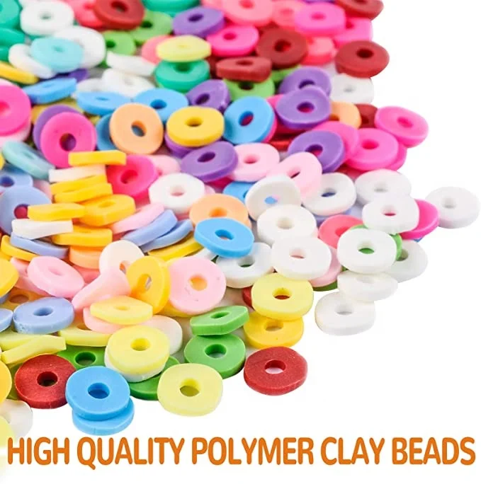 Amazon Hot Selling Round Polymer Clay Heishi Spacer Disc Beads for Bracelets and Necklaces Jewelry Making