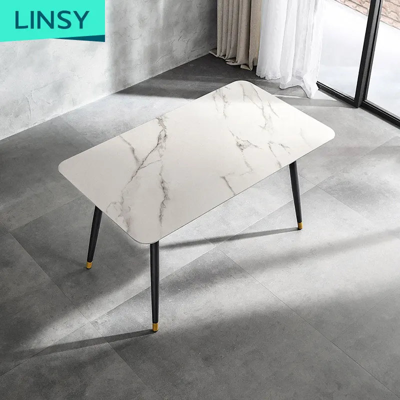 Linsy New Home Small Unit Simple kitchen Room Dining Table Set With 4/6 Chair