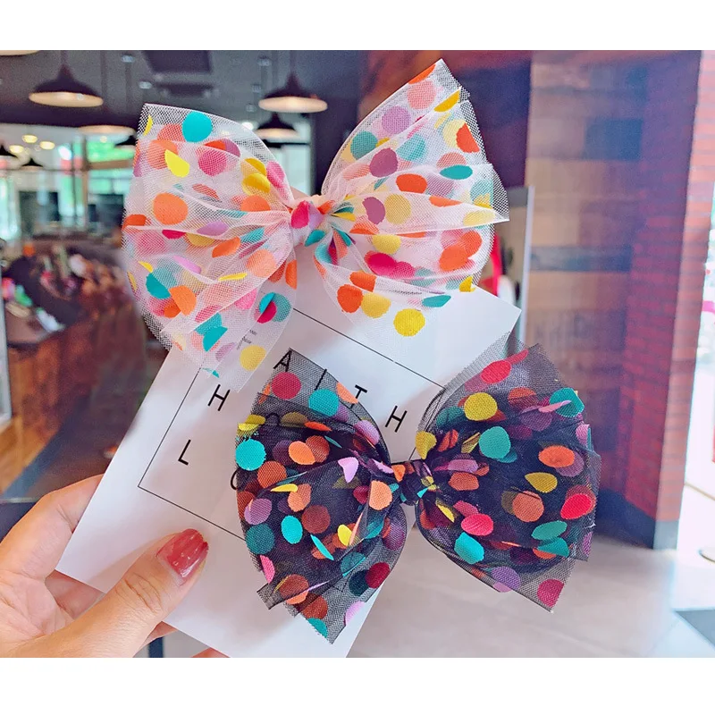 
whole sale kids fashion hair accessories polka dots bowknot hair clip for girls hair tie SH035 