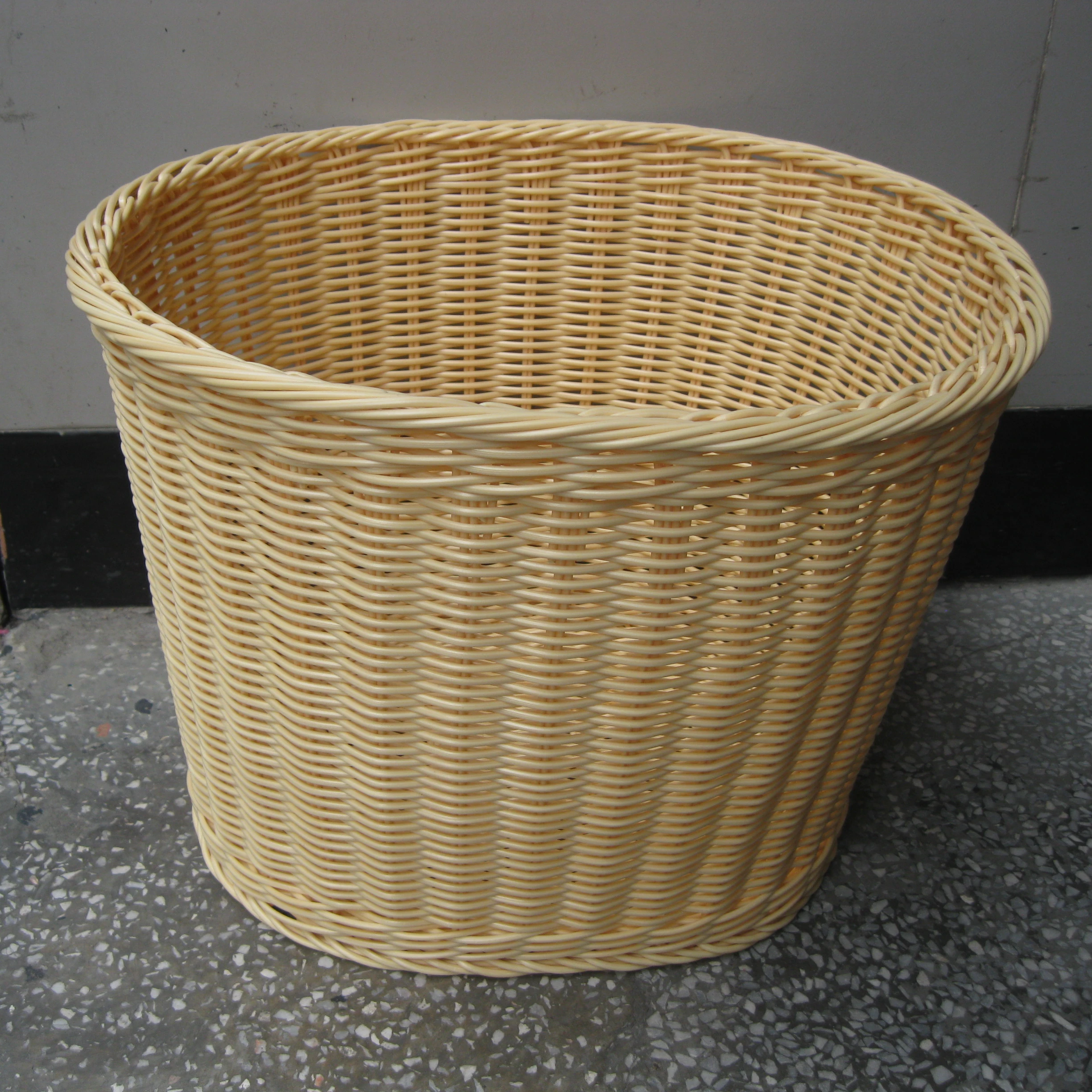 Cheap Durable Simple Different Hand Woven Plastic Rattan Storage Household Linen Laundry Basket For Home