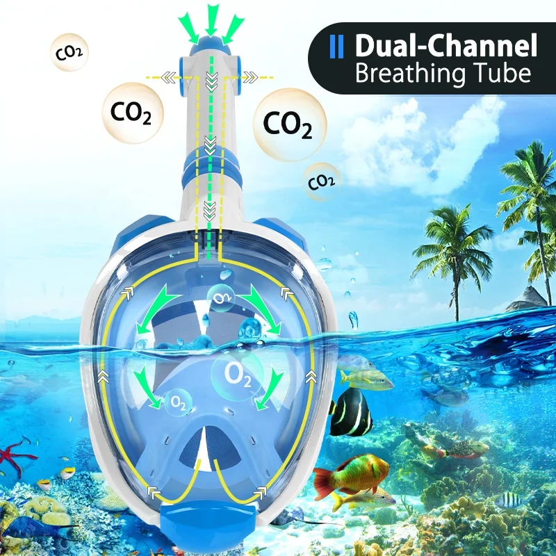 SKTIC Snorkeling Diving Equipment 180 Degree Snorkeling Mask Kids Full Face Diving Mask With Movable Camera Mount