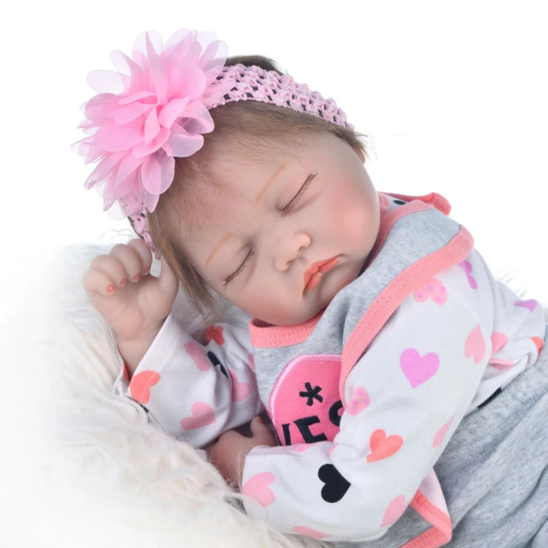55cm kid Toy Simulation hair Sleeping Vinyl Girl Realistic Bebe Doll Reborn