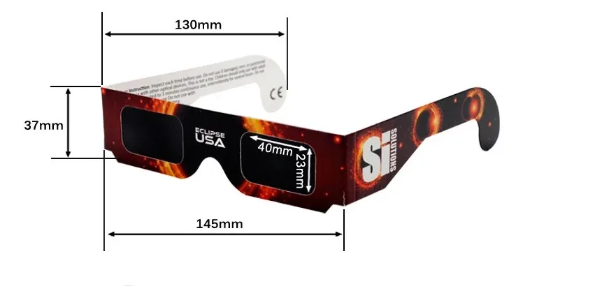 2023 2024 Wholesale Customized Design Solar Eclipse Glasses Viewing Paper Glasses for Adult and Children