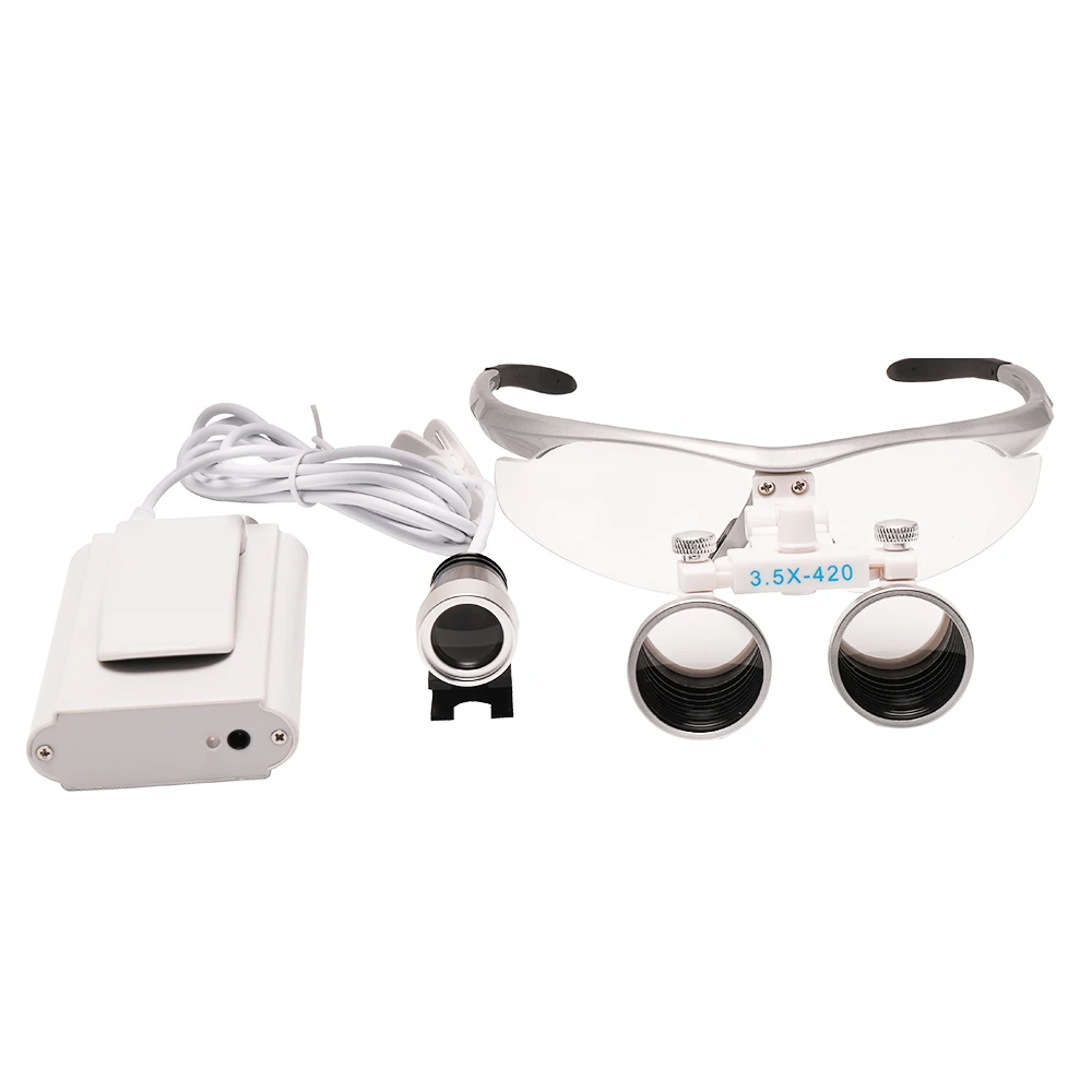 2.5X 3.5X 420MM Dental Loupe With LED Headlight Portable Medical Headlamp Binocular Magnifying Glass Surgical Head Light Lamp