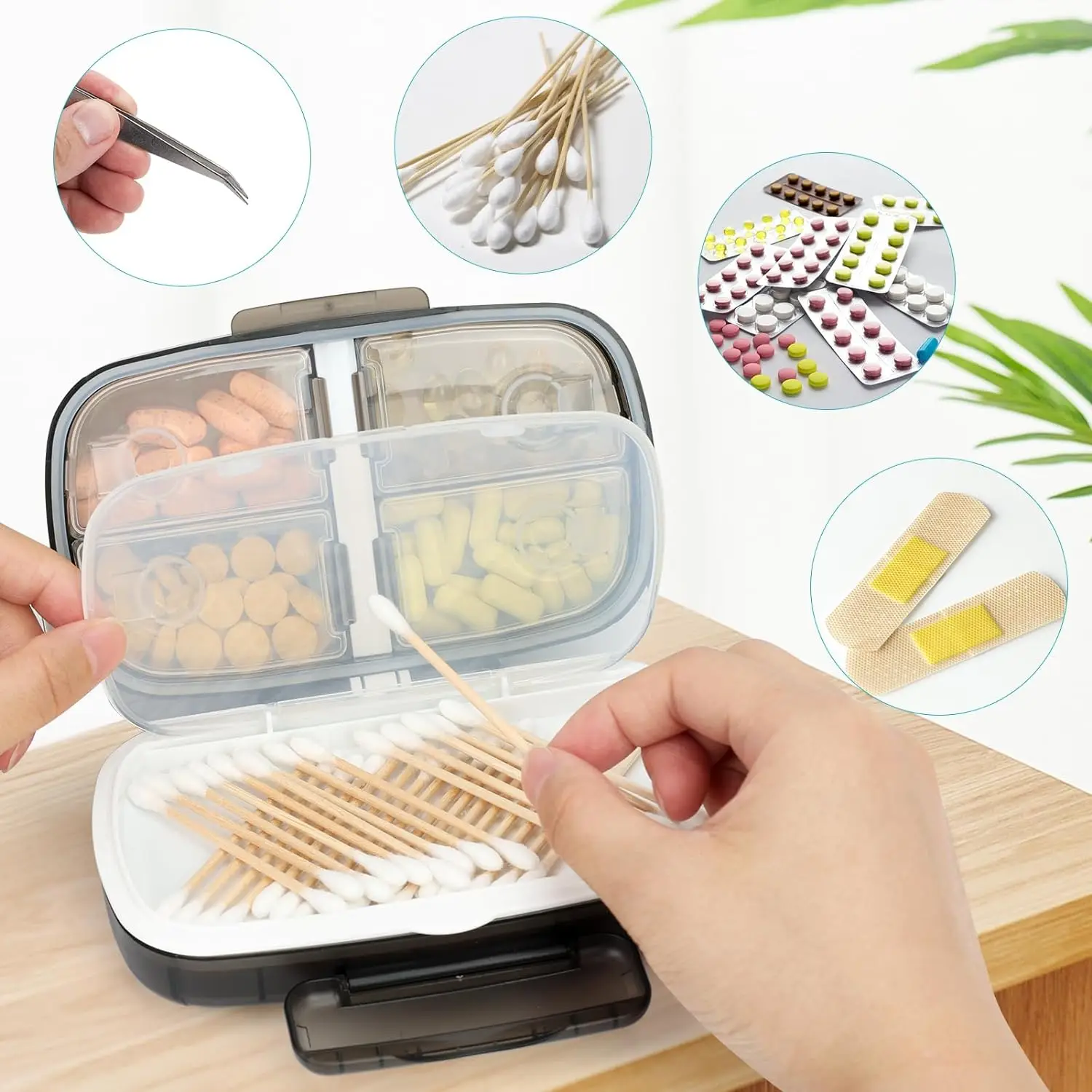 Travel Pill Organizer 8 Compartments Portable Daily Pill Case Pill Box for Purse Pocket to Hold Vitamins Cod Liver Oil,Suppleme