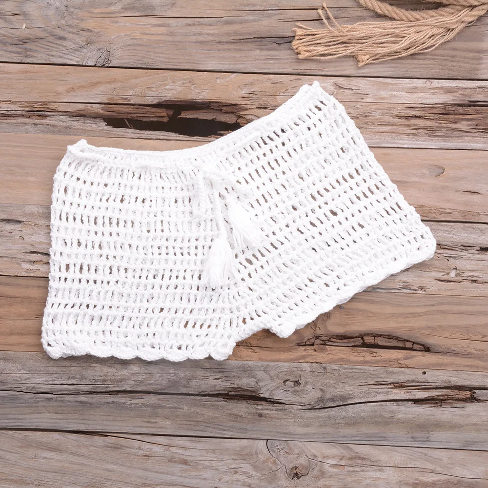 BestDance Knitted Boho Swimsuits Cover Up Crochet Shorts Bikini Bathing Panties for women