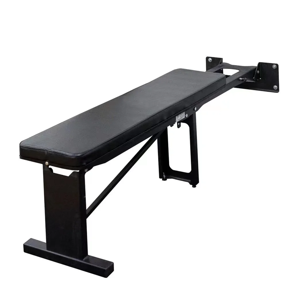 Customized Logo Gym Equipment Foldable Wall Folding Squat Rack with Multi-Grip Bar Wall Folding Back Wall mounted Squat Rack