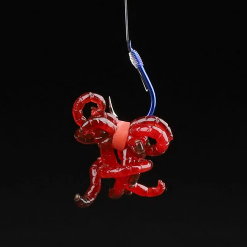 Fishing Baits Copper Clip Lightweight Fishing Lures Earthworm Bloodworm Clip Quick Tying Helper With Rubber Band