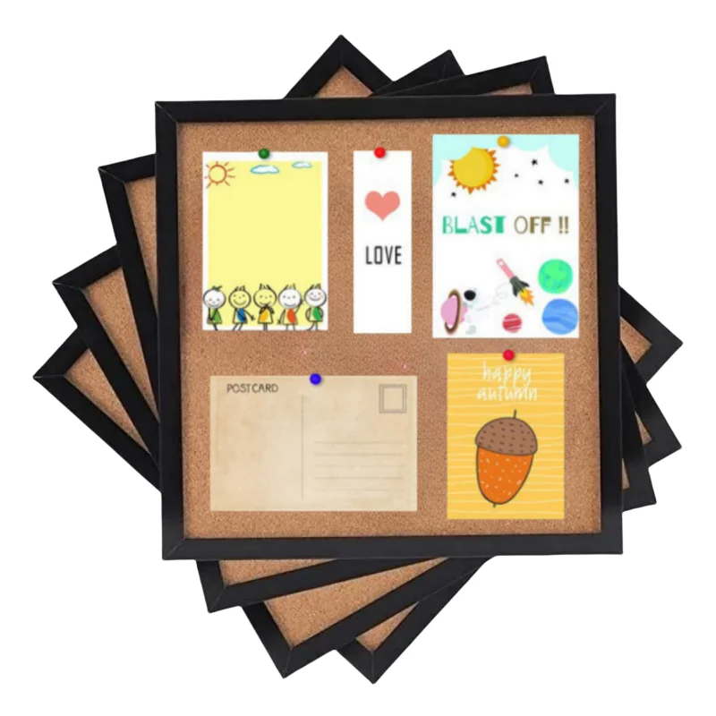 Custom 30*30 CM Square Wooden Frame Memo Cork Bulletin Board