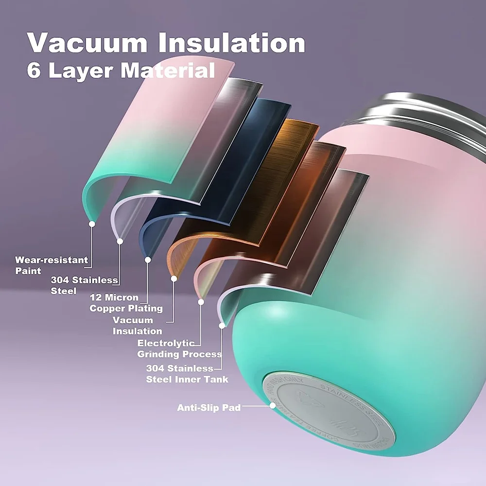 17oz Stainless Steel Food Container Vacuum Thermal Flasks Food Thermos Stainless Steel Lunch Box with Foldable Spoon