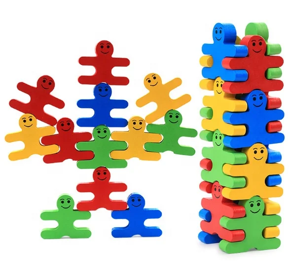 Custom Smile Balance Beam Cartoon Balance Villain Building Blocks Wooden Balance Toy Game