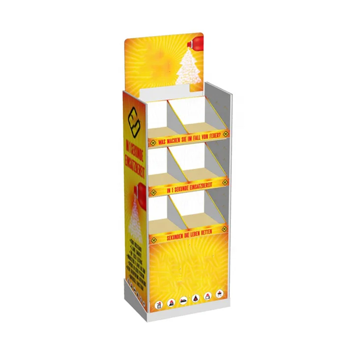 Custom Promotion Floor Cardboard Display Rack Corrugated Floor Standing Unit Paper Shelf Rack For Bakery Beverage At Chain Store