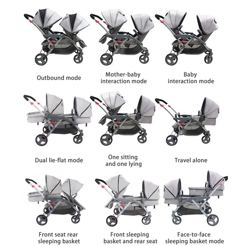 Free Design Luxury Trolley Baby Stroller, Cobabies Twins Baby Stroller for 0-3 Years/