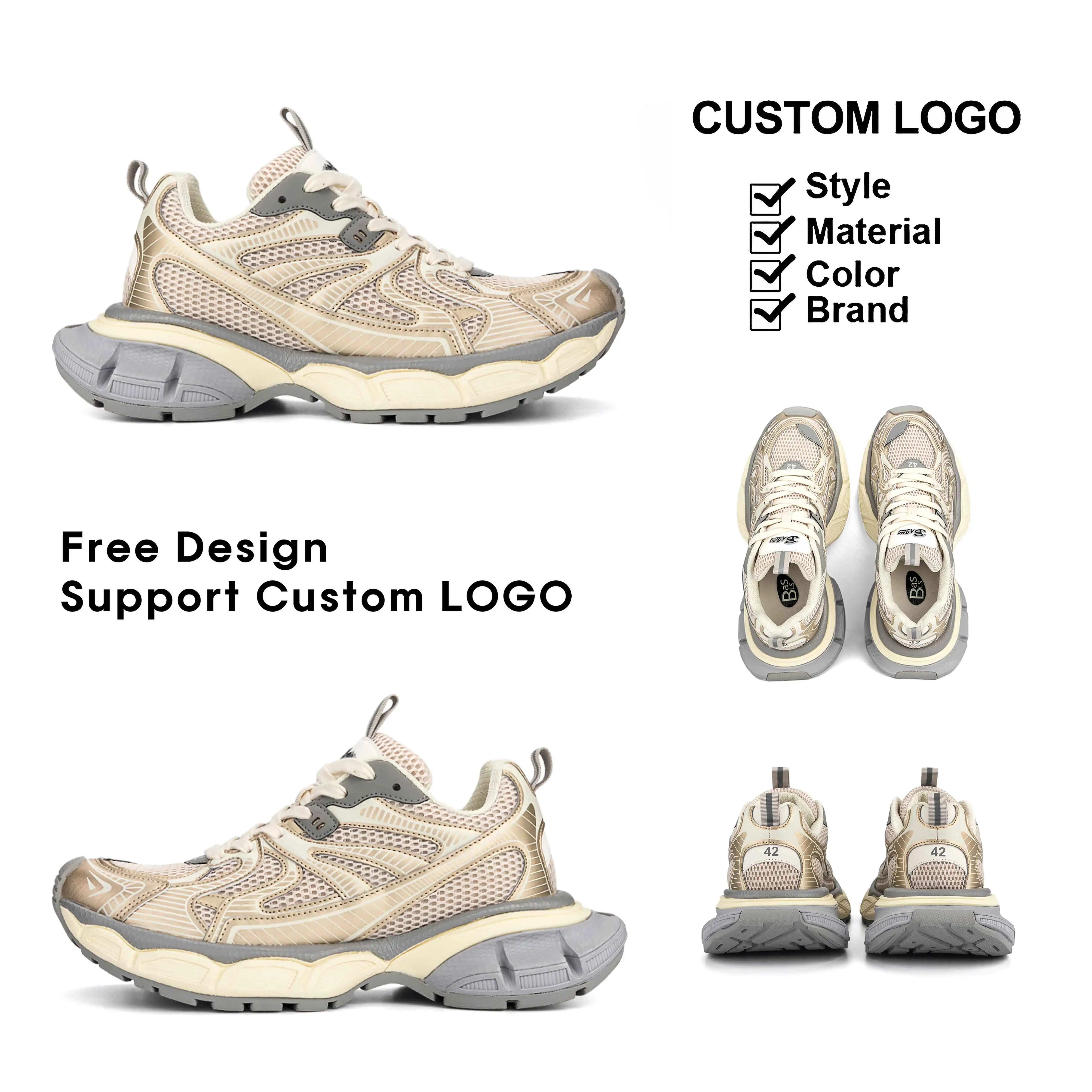 Oem Custom Designer Logo Sneaker Manufacturers With Private Labels Blank Platform Women Chunky Walking Thick Sole Shoes Custom