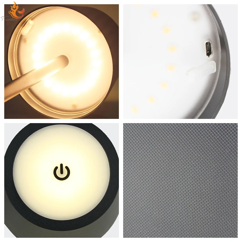 Cafe dining room decorative gold desk lamp adjustable battery operated cordless rechargeable led table lamps with shade