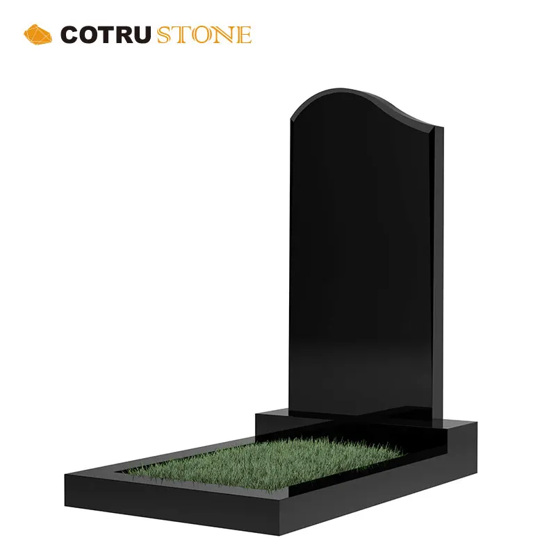 Russian Style Black Stone Tombstone Headstone Monument Memorial with Cross