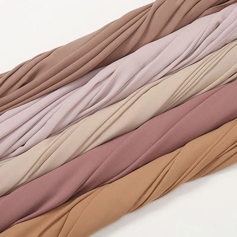 Premium Flowy Chiffon Shawl Muslim Wholesale Tudung Solid Neat Stitching Korea Chiffon Hijab for Islamic Headwrap