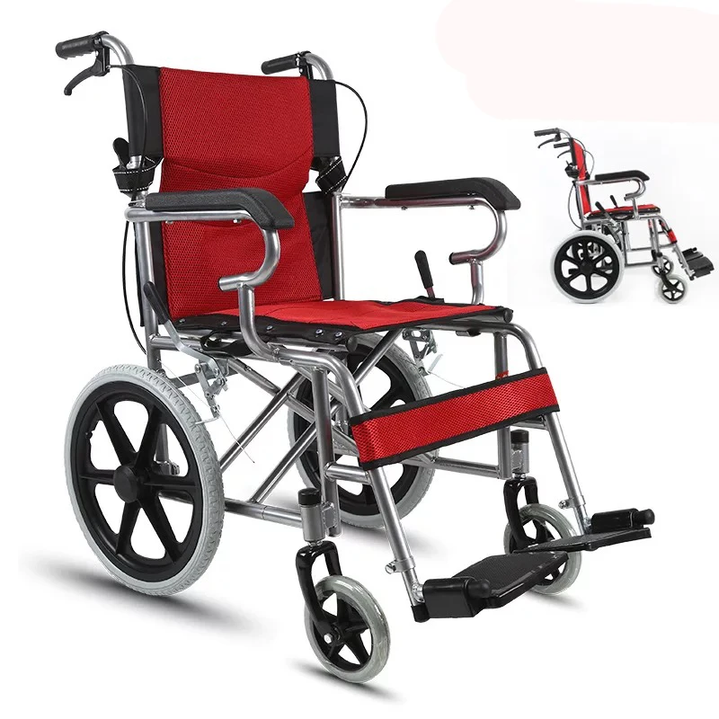 High Quality Customizable Handle Foldable Manual Wheelchair with 16 Inch Small Wheels Portable Rehabilitation Equipment
