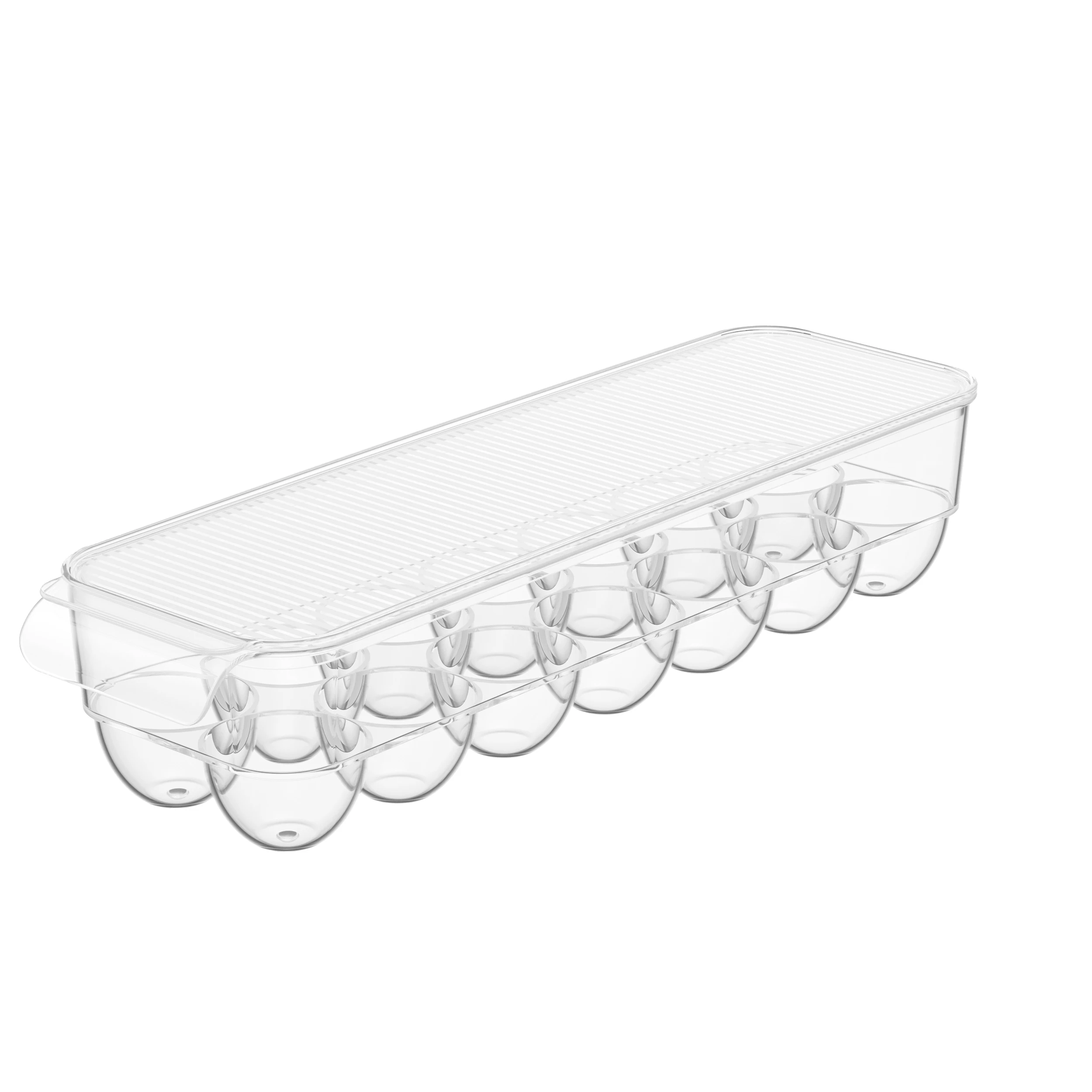 Clear 14 Count Egg Holder Storage Container for Fridge Stackable Plastic Egg Tray Wholesale with Lids To Organizer In Kitchen