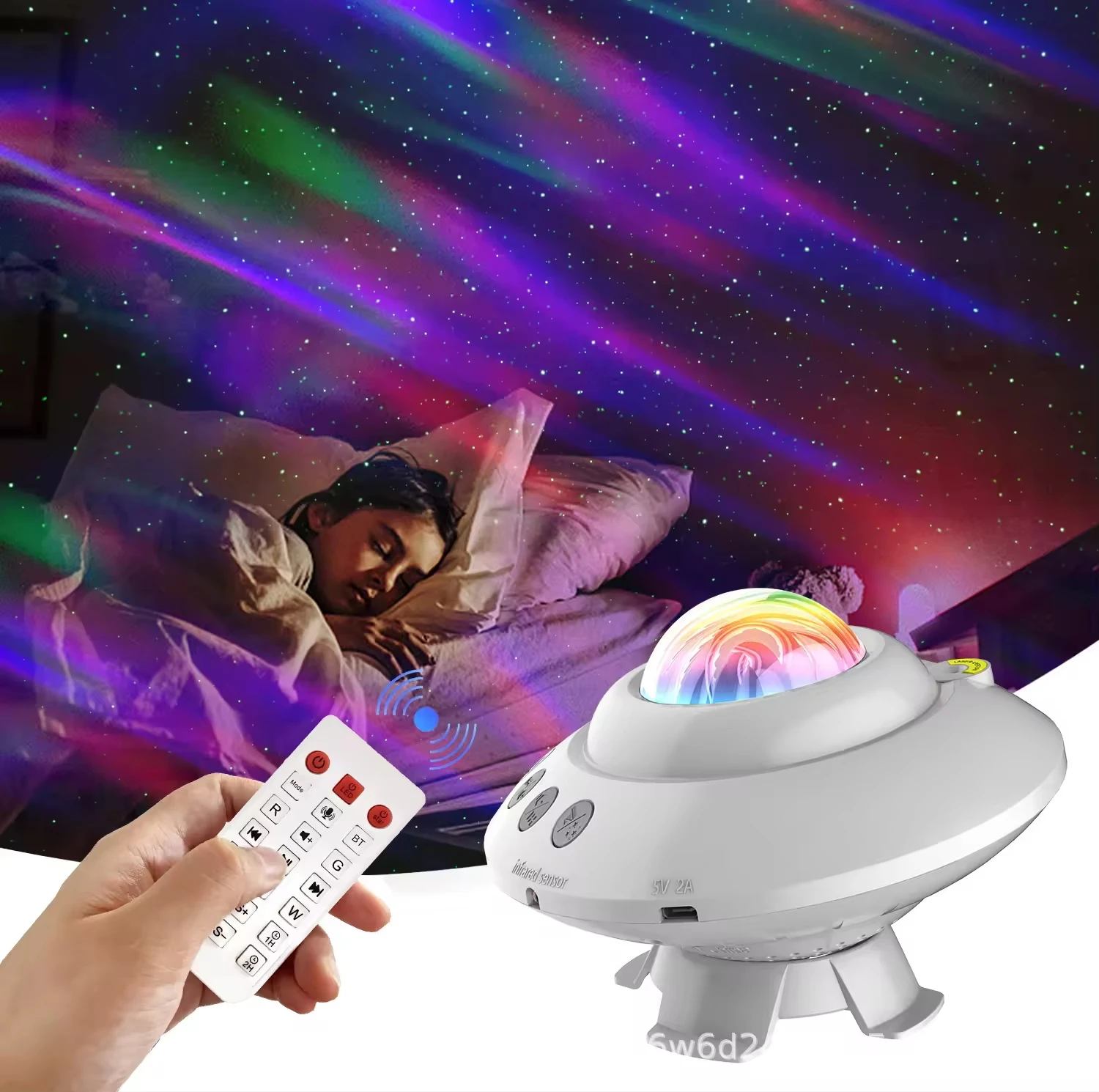 UFO Aurora Starry Projector Northern Lights galaxy star projection Led night light with Bluetooth Speaker for kid gift Bedroom