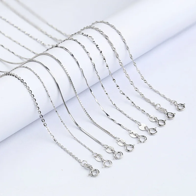 Wholesale Fashion Jewelry Necklaces twist bar/ingot/bar/flat cable/rope/knot/box/snake S925 Sterling Silver Chain Necklace