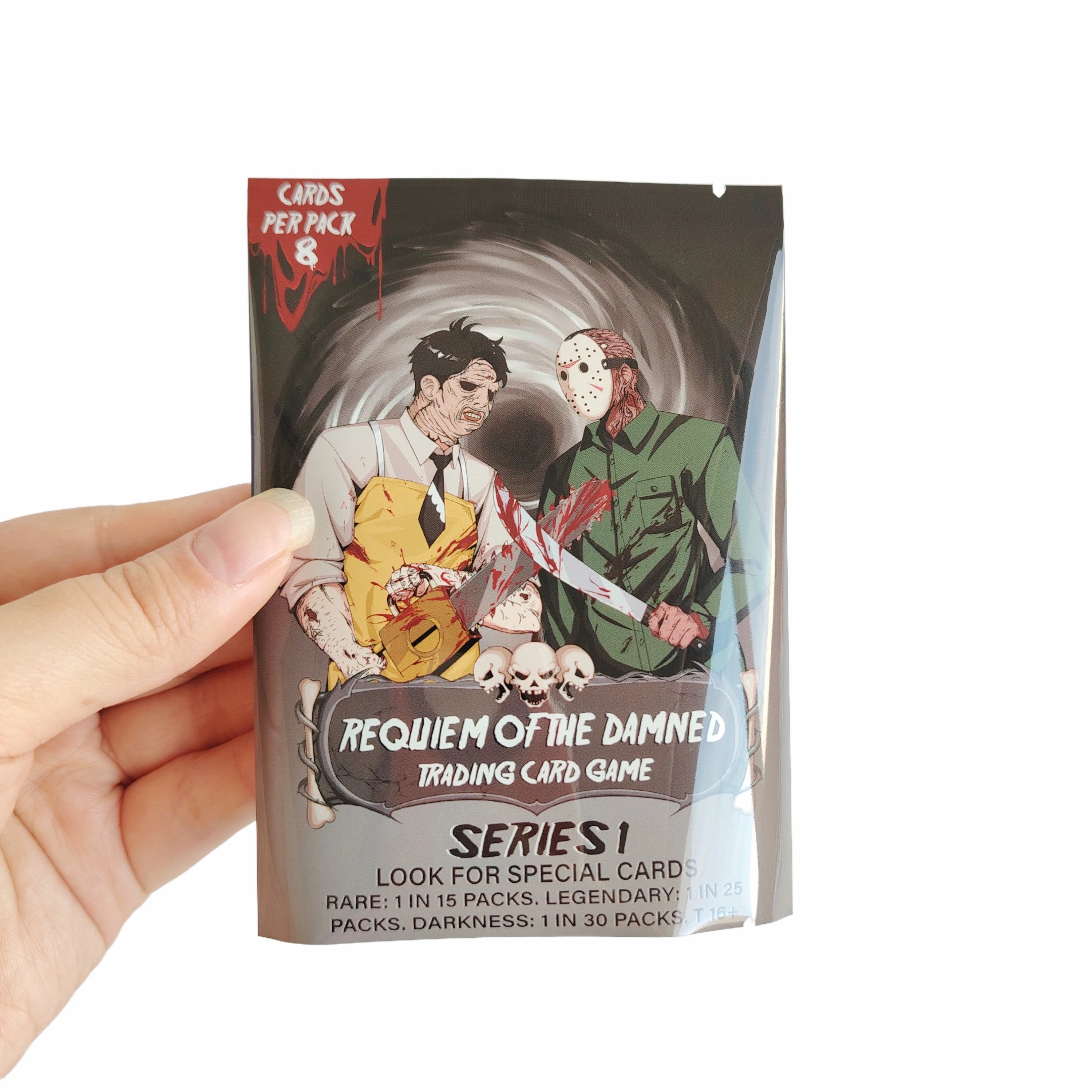 Custom Design Foil Metallized Laminated Sachet Heat Seal Poly Bags For Game Card Sleeves Back seal Trading Cards Packaging