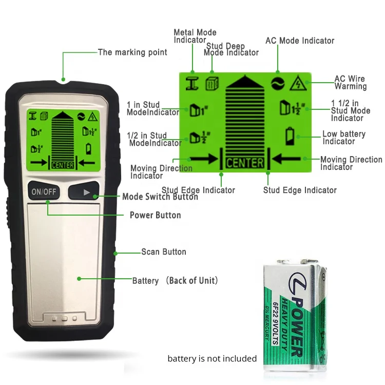 5 in 1 LCD Screen Digital Stud Center Finder Metal Rebar AC Live Wire Household Detector Concrete Steel Bar Scanners