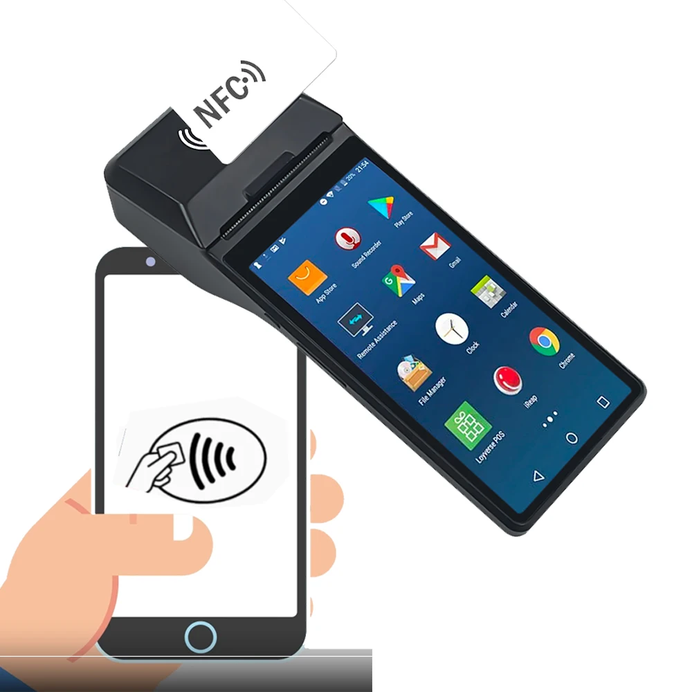 Handheld Parking Ticket Machine SOFTPOS Phone Solutions NFC Payment Terminal Loyverse Smart Pos Hardware with Printer Z300P