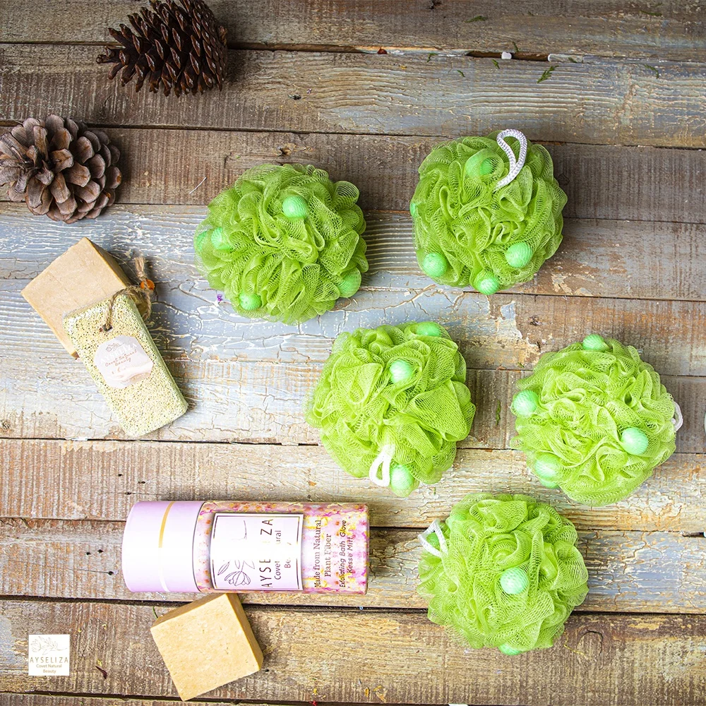 Turkish Bath Pouf With Fruit Soap Beads By Ayseliza  Premium Shower Mesh Foaming Ball Shower Puff Sponge Exfoliating Scrubber