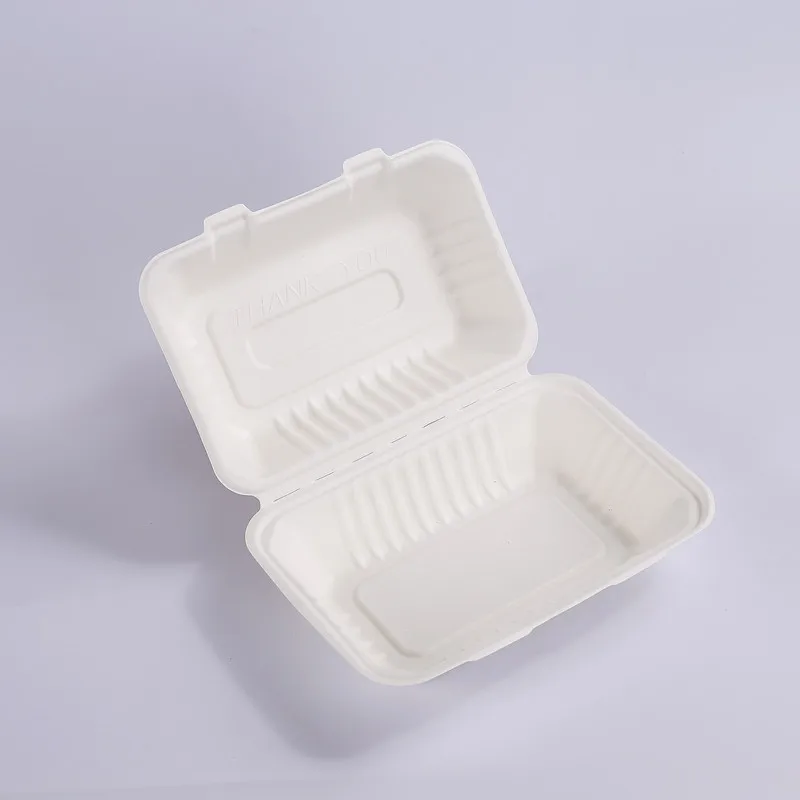 9inch Clamshell disposable bagasse tableware biodegradable packaging for food