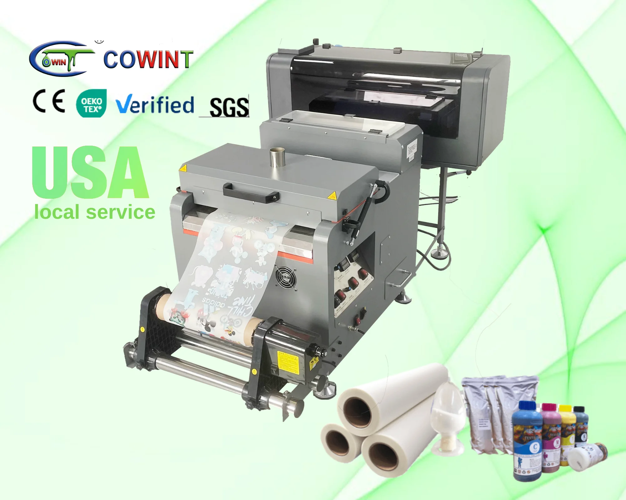 Cowint 30cm XP600 Double Head DTF printer Digital Automatic A3 DTF roll Tshirt Printer Inkjet clothes Printer printing machine