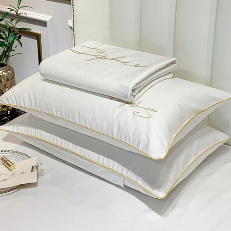 Solid Color Purple Embroidery Letter Tencel Natural Packaging Satin Mulberry Wholesale Vegan Slip Pure Silk Satin Pillowcase