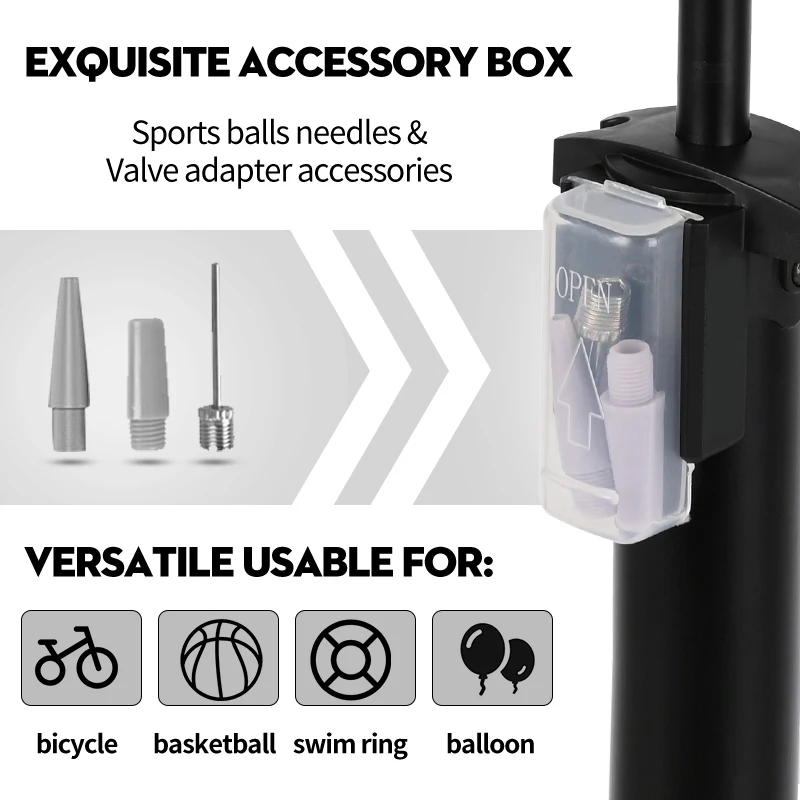 Baimei 160 Psi Presta Schrader Valve Tire Aluminum Bike Air Pump Bicycle Pump Floor Cycle Air hand Pump With Pressure Gauge