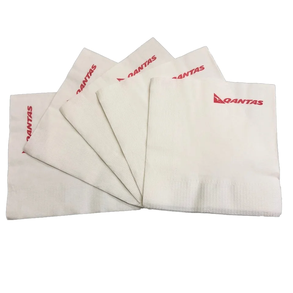 Custom Logo White Virgin Wood Paper Napkins & Serviettes Bar Napkins 23*23 cm cocktail napkin for Retail