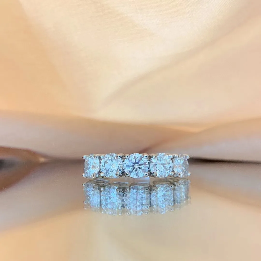 3mm 5mm 2.5 ct 925 sterling silver 5 stone moissanite engagement ring diamond with certificate