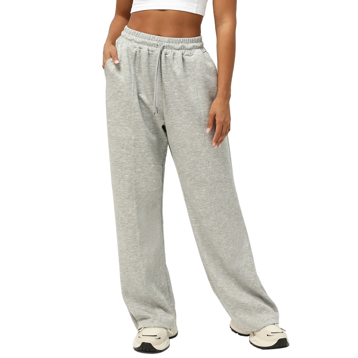 Autumn and winter sports and leisure pants high waisted drawstring hanging wide leg pants fitness yoga pants hip lifting
