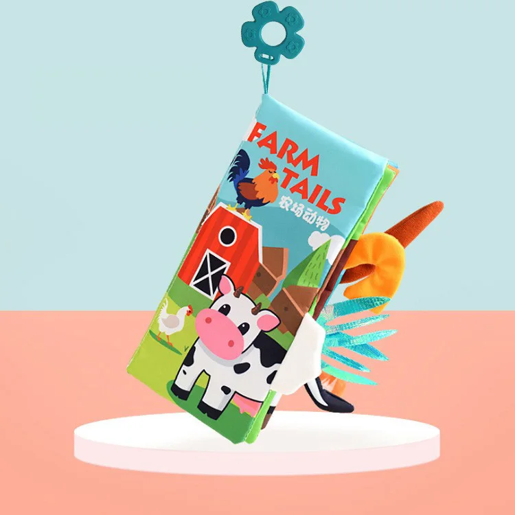 Baby animal tail cloth book tactile cognition early education Enlightenment washable educational baby toy