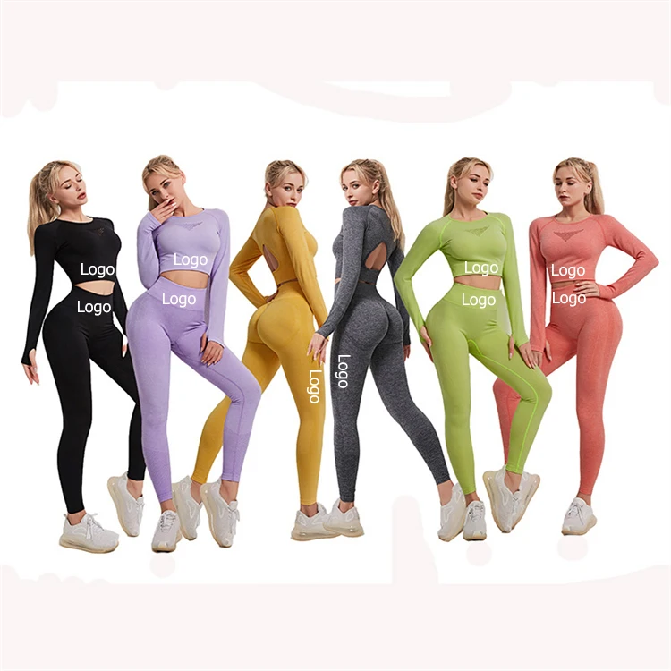 Oem Knitting Seamless Yoga Suit Ladies Sport Clothing Backless Sports Wear Set Women